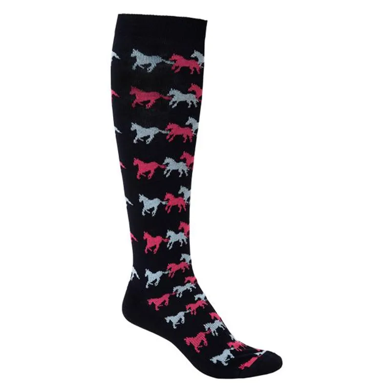Mountain Horse Junior Running Horse Socks - Black