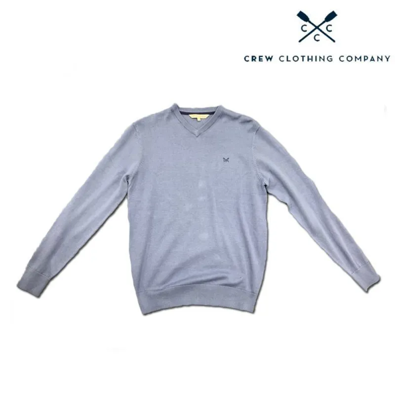 Crew Clothing Mens V Neck Cotton Jumper - Denim-1