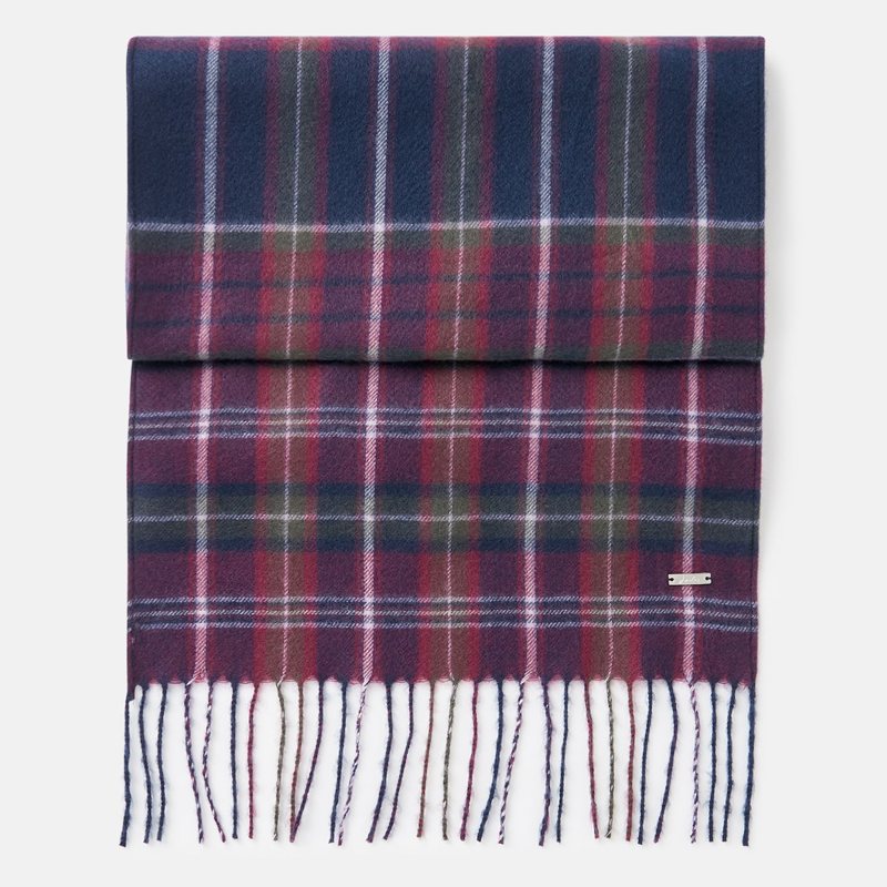 Joules Bracken Scarf - Navy Purple Check -2
