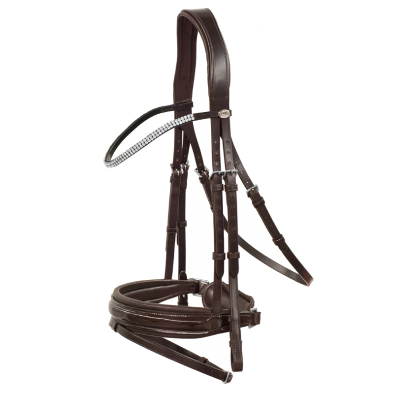Schockemohle Manhattan Bridle - Espresso/Patent/Silver-2