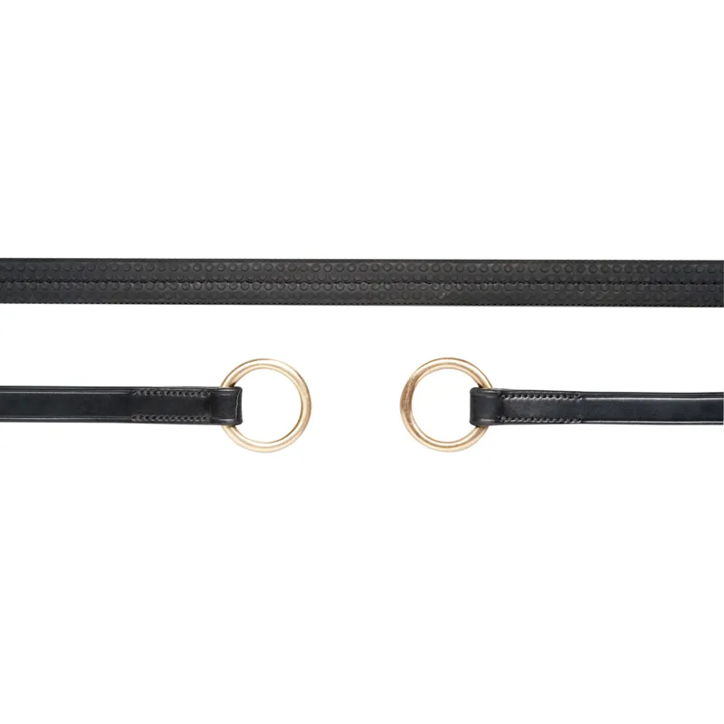 Schockemohle Rubber Reins With Ring - Full - Black/Gold