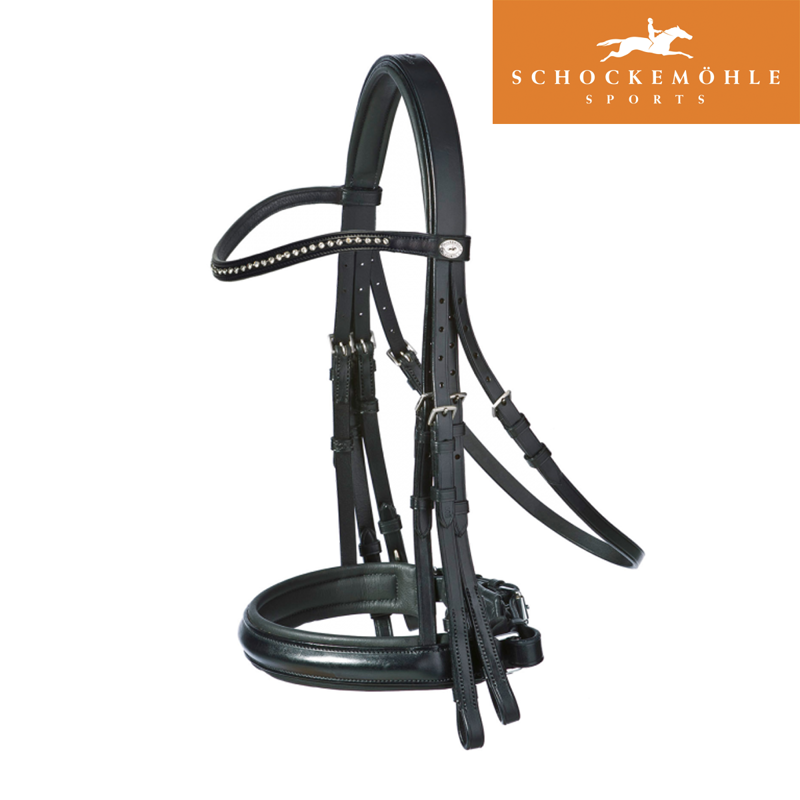 Schockemohle Cannes Double Bridle - Black/Gold