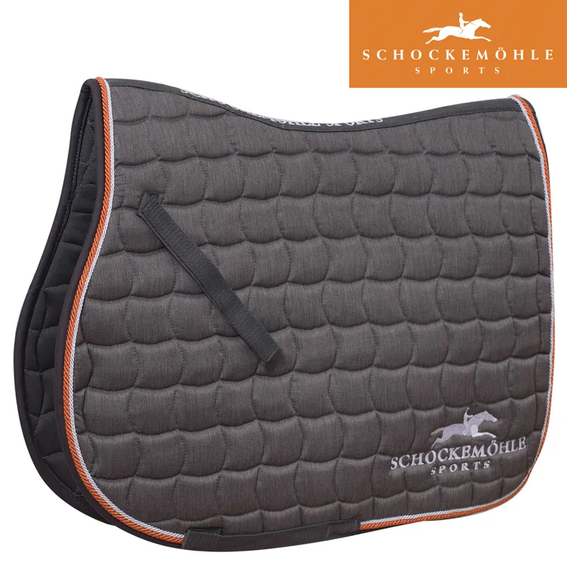 Schockemohle Dynamite Jumping Saddlepad With Logo - Grey Melange/Orange
