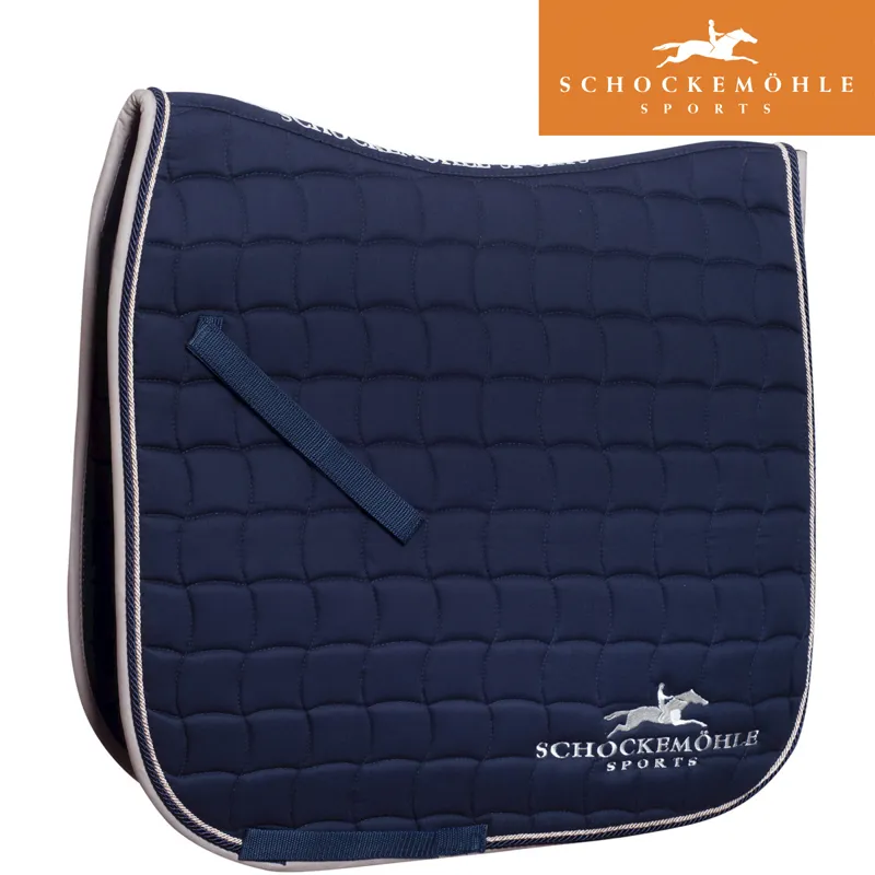 Schockemohle Dynamite Dressage Saddlepad With Logo - Navy/Stone