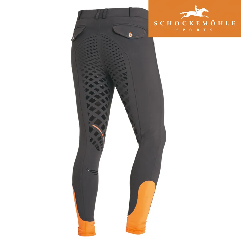 Schockemohle Leo Grip Men's Breeches - Grey/Orange-1