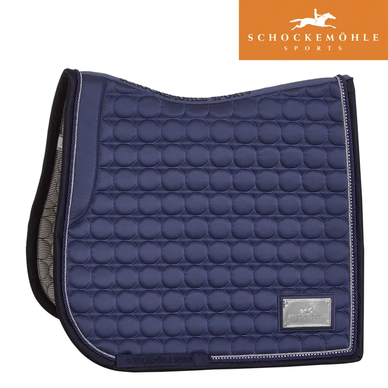 Schockemohle Sanya Dressage Style Saddle Pad - Jeans Blue Logo - Full