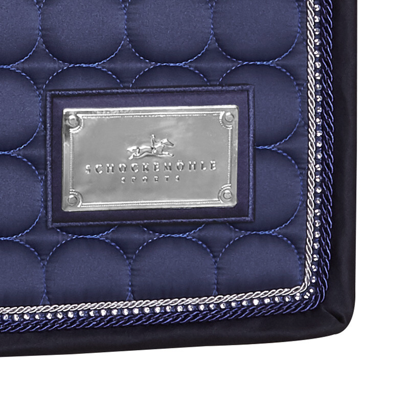 Schockemohle Sanya Dressage Style Saddle Pad - Jeans Blue Logo - Full-1