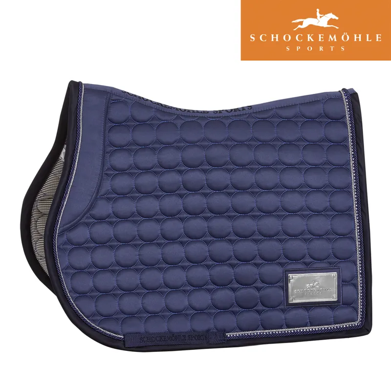 Schockemohle Sanya Jumping Style Saddle Pad - Jeans Blue Logo - Full