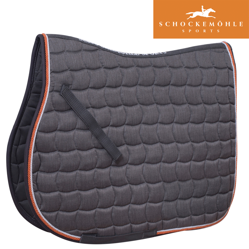 Schockemohle Dynamite Jumping Saddlepad - Grey Melange/Orange