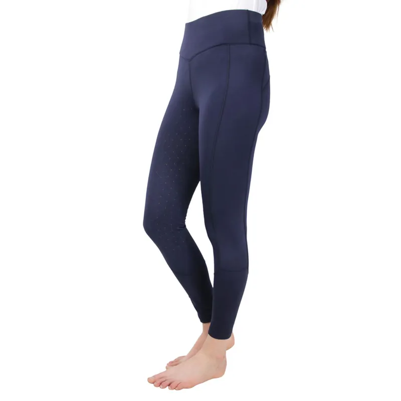 Hy Equestrian Soft Shimmer Brushed Riding Tights - Navy