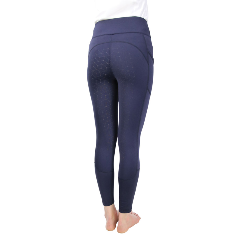 Hy Equestrian Soft Shimmer Brushed Riding Tights - Navy-1