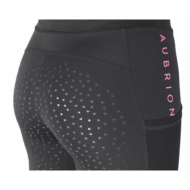 Aubrion Brook Logo Riding Tights - Black-1