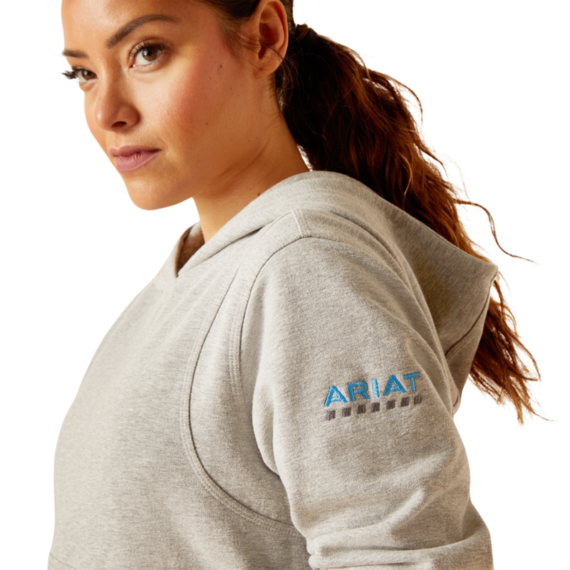 Ariat Women's Rebar Lightweight Cropped Hoodie - Heather Grey-2