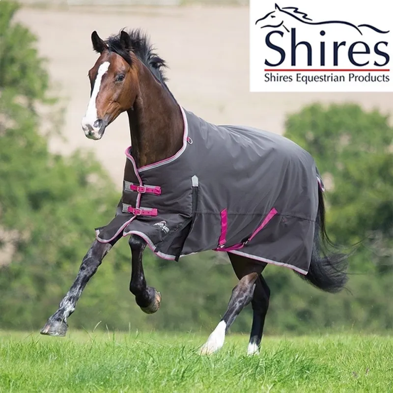 Shires Highlander Original 300g Turnout Rug - Charcoal/Grey/Raspberry