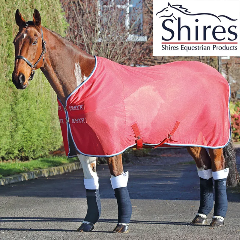 Shires Tempest Original Fleece Mesh Cooler Rug - Red/Navy/Grey