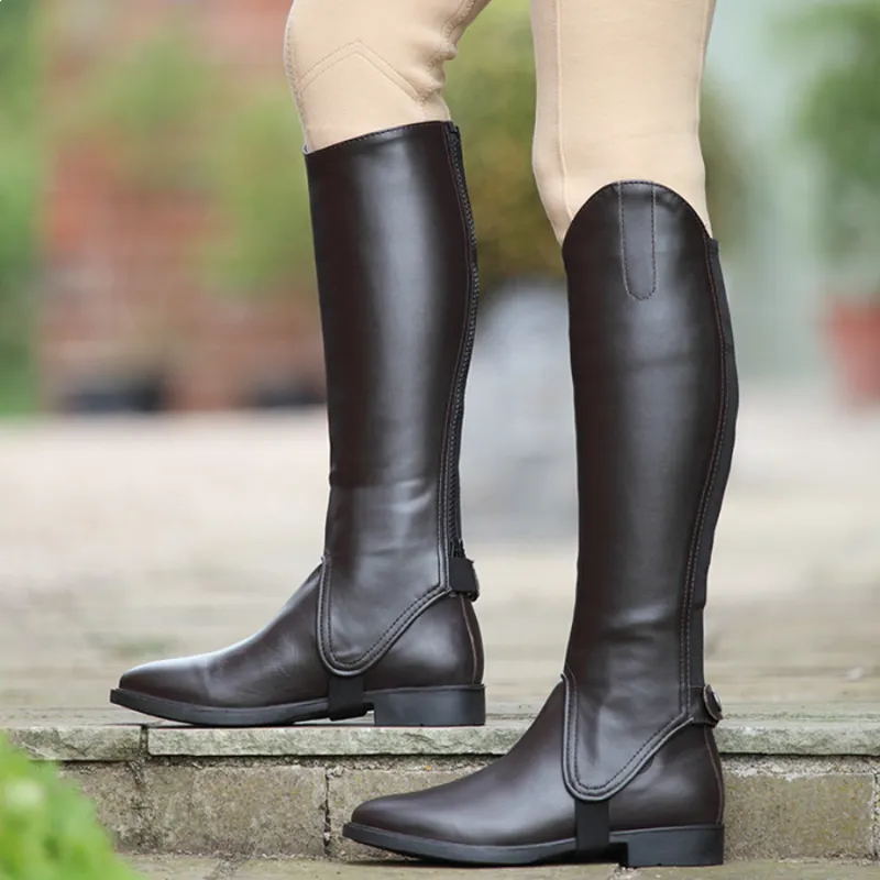 Shires Children's Synthetic Leather Gaiters - Brown