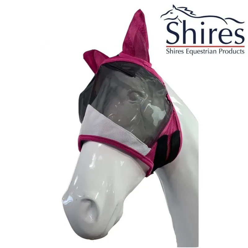 Shires Fine Mesh Fly Mask with Ears - Rose Red