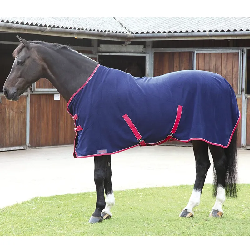 Shires Wessex Fleece Rug - Navy With Red And White