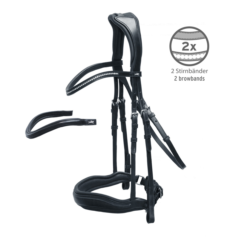 Schockemohle Slimford Bridle - Black/Silver-1