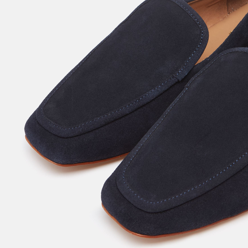 Joules Sloane Ladies Suede Loafers - French Navy-4
