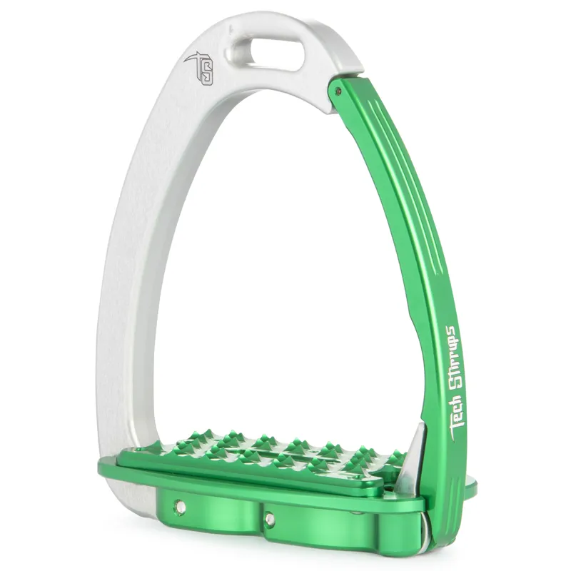 Tech Stirrups Venice Sloped Evo - Silver/Green