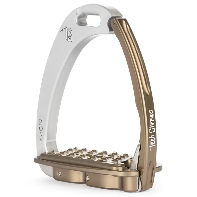 Tech Stirrups Venice Pony Sloped - Silver/Brown