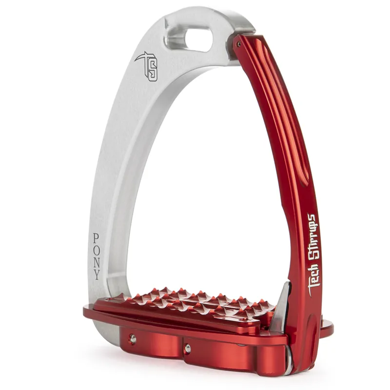 Tech Stirrups Venice Pony Sloped - Silver/Red