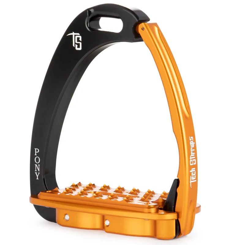 Tech Stirrups Venice Pony Sloped - Black/Orange