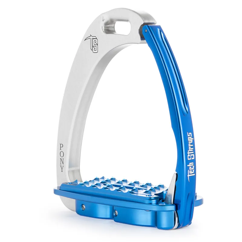 Tech Stirrups Venice Pony Sloped - Silver/Blue