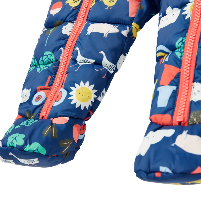 Joules Snuggle Printed All In One Pramsuit - Veg Blue-3