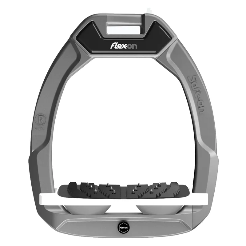 Flex-On Safe-On Inclined Ultra-Grip Stirrups - Grey/White/Dark Grey