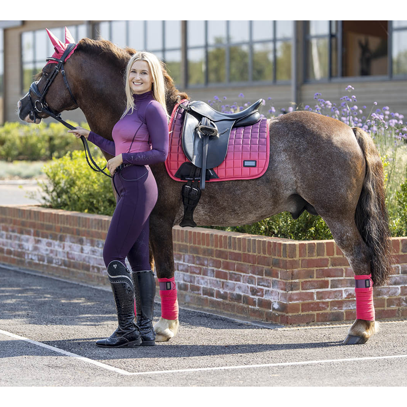 LeMieux Spectrum Dressage Square - Aubergine/Papaya-3