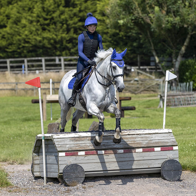 LeMieux Spectrum Satin Fly Hood - Navy/Bluebell-2