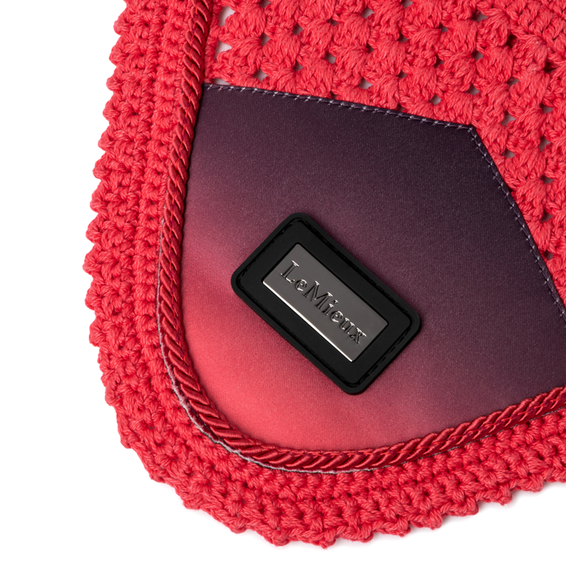 LeMieux Spectrum Satin Fly Hood - Aubergine/Papaya-1