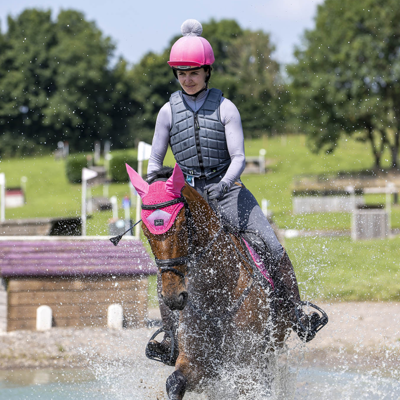 LeMieux Spectrum Satin Fly Hood - Grey/Watermelon-3