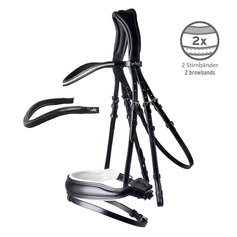 Schockemohle Stanford Anatomic Bridle - Black/White-1