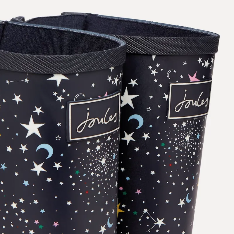 Joules Printed Wellies With Adjustable Back Gusset - Navy Stars-2