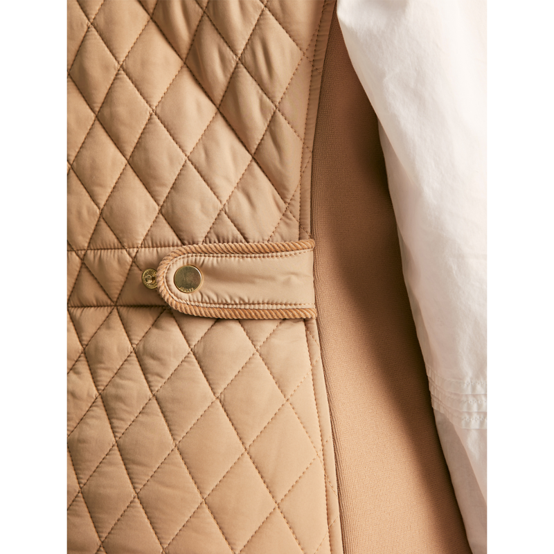 Joules Stately Ladies Showerproof Diamond Quilted Gilet - Beige-6