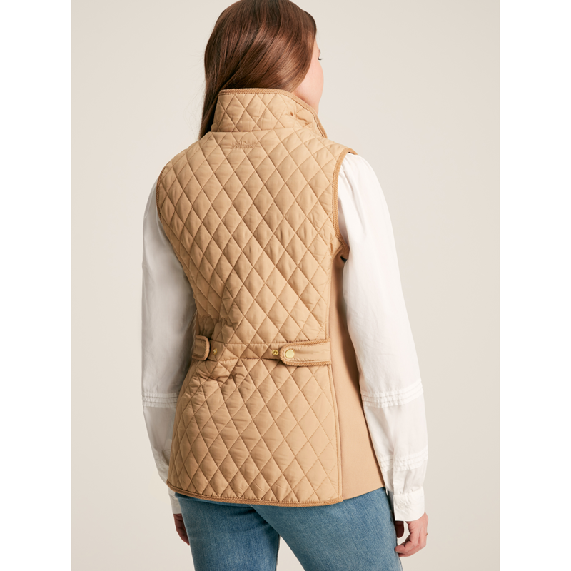 Joules Stately Ladies Showerproof Diamond Quilted Gilet - Beige-2