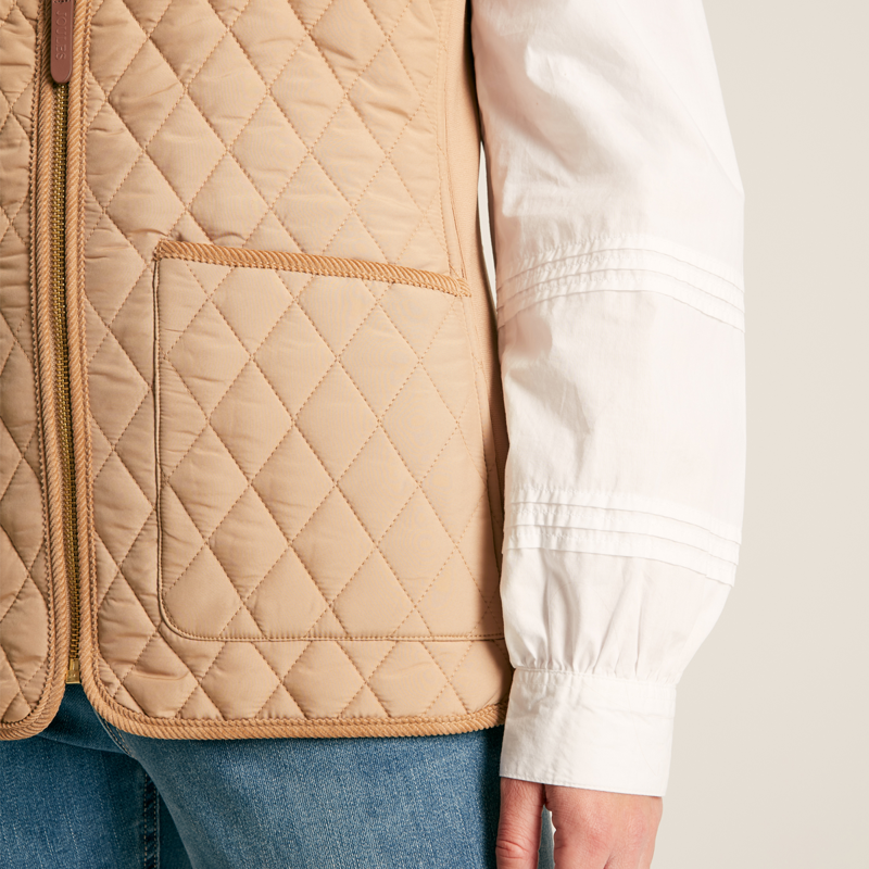 Joules Stately Ladies Showerproof Diamond Quilted Gilet - Beige-4