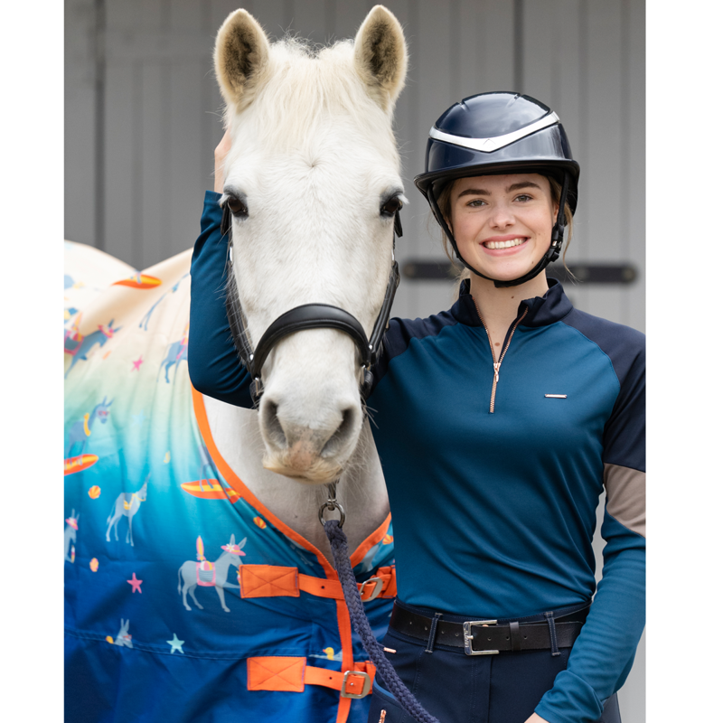 Hy StormX Original Seaside Donkey 50g Turnout Rug - Sea Blue/Sunset Orange-3