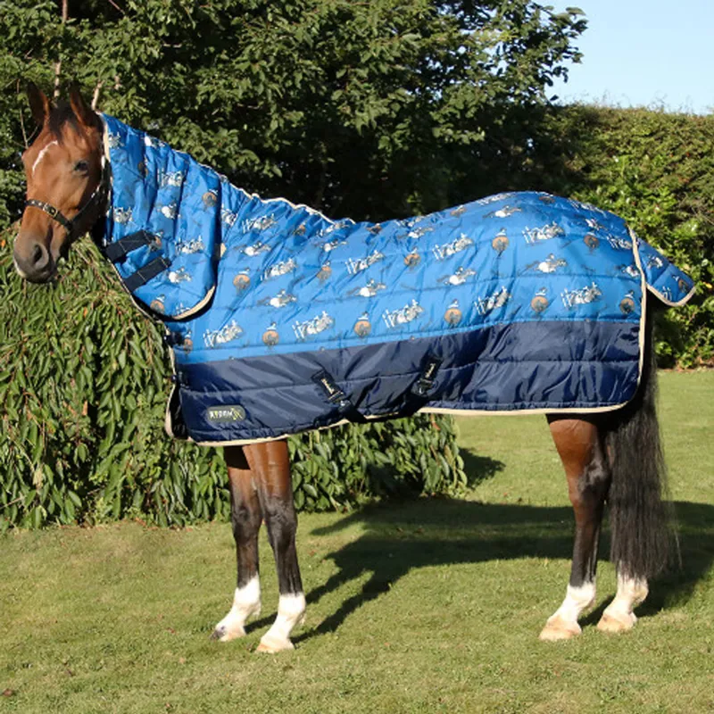 Hy StormX Original Thelwell Collection Jumps 200 Combi Stable Rug - Classic Blue/Taupe/Navy