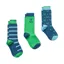 Joules Men's Striking 3 Pack Socks - Blue Green Stripe