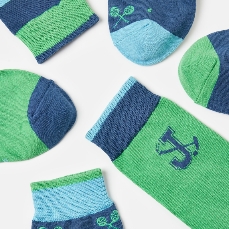 Joules Men's Striking 3 Pack Socks - Blue Green Stripe-1