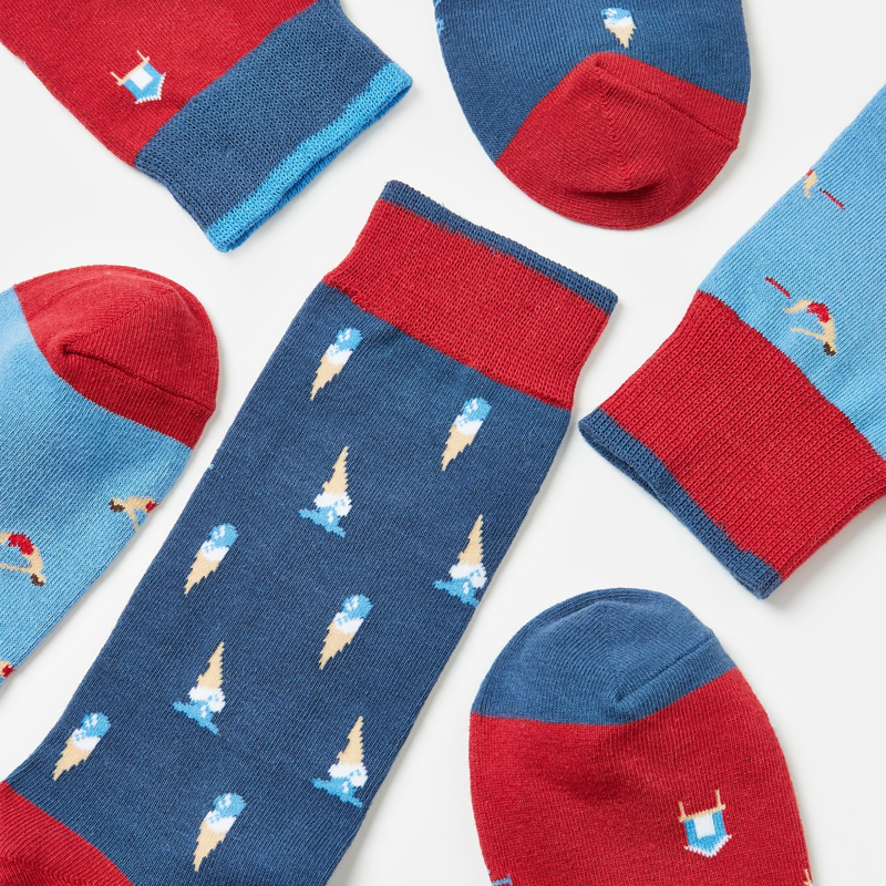 Joules Men's Striking 3 Pack Socks - Multi Print-1