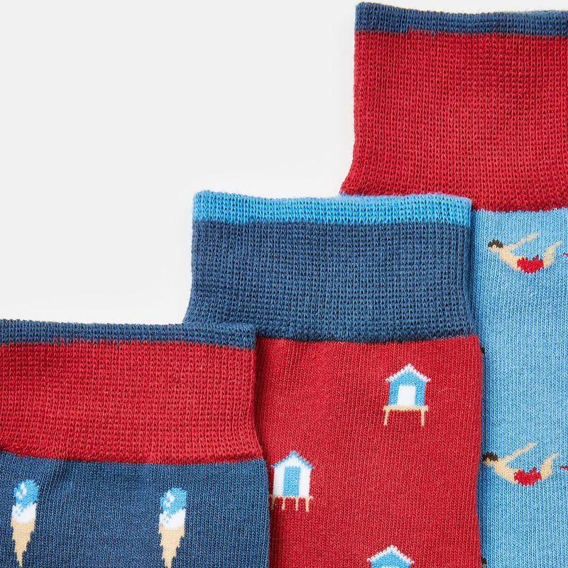 Joules Men's Striking 3 Pack Socks - Multi Print-2