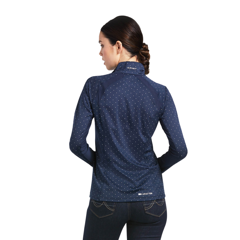 Ariat Women's Sunstopper 2.0 1/4 Zip Baselayer - Navy Dot-1