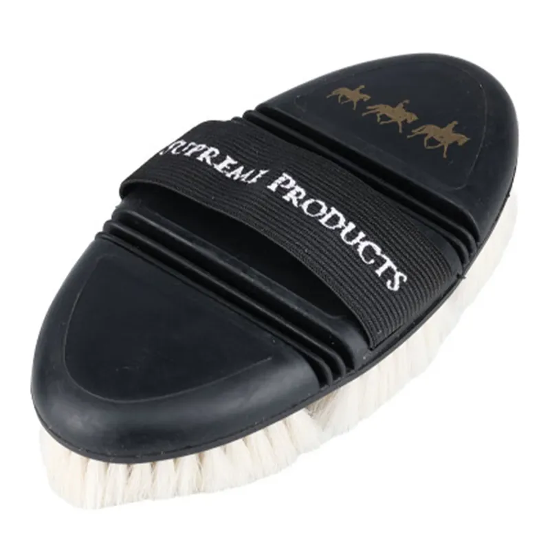 Supreme Products Pro Groom Bend Goat Hair Body Brush - Black/Gold