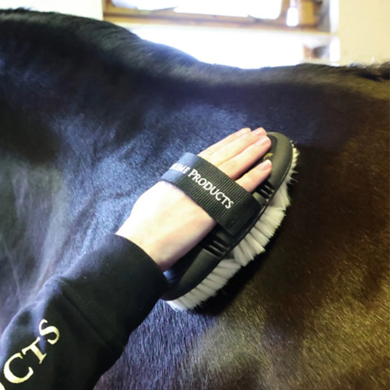 Supreme Products Pro Groom Bend Goat Hair Body Brush - Black/Gold-1