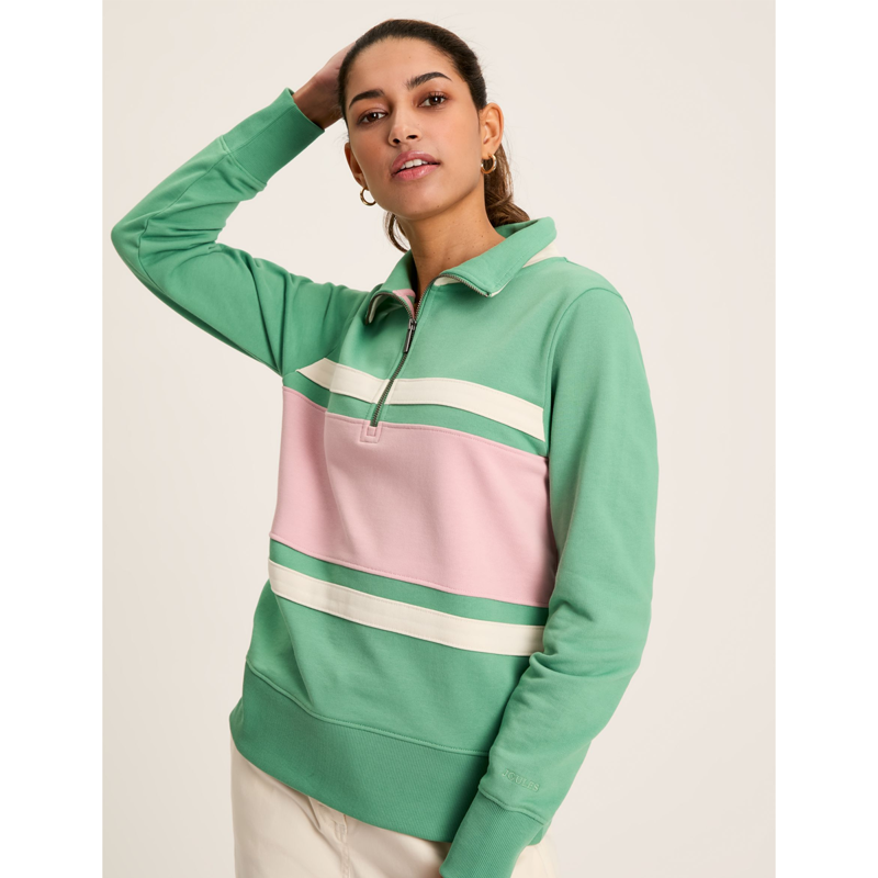 Joules Tadley Ladies 1/4 Zip Sweatshirt - Green-1